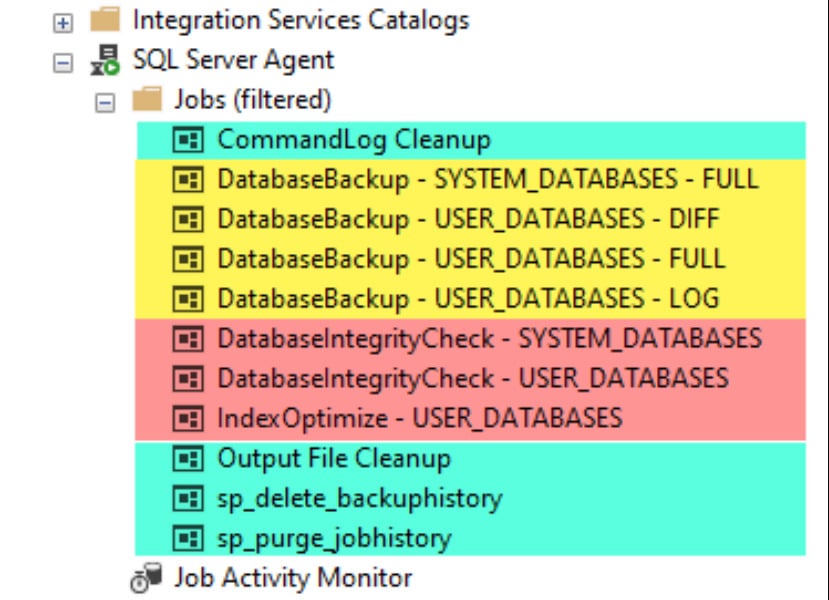 Figure 1 – Ola Hallengren’s Jobs (Categories).