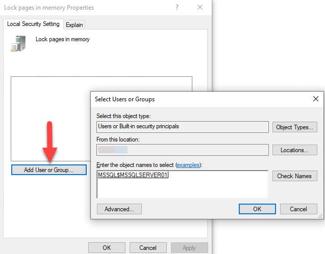 Figure 2 - Adding SQL Server Engine account