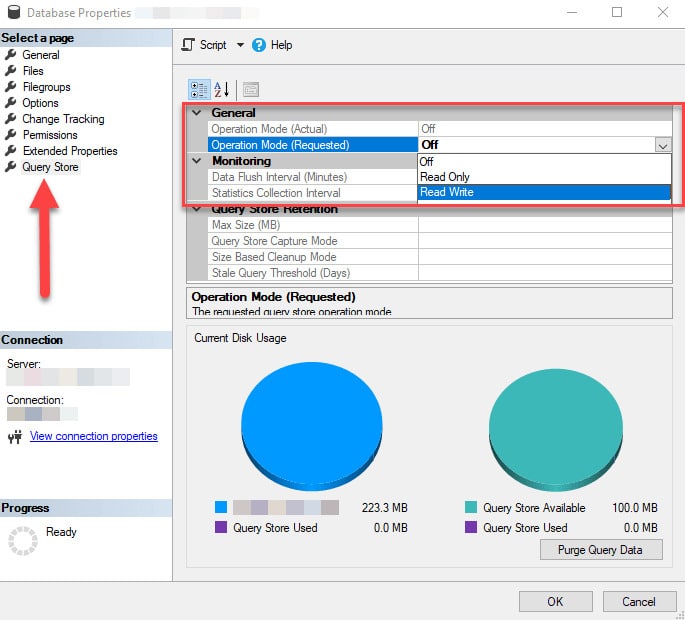 Figure 1 - Enabling SQL Server Query Store