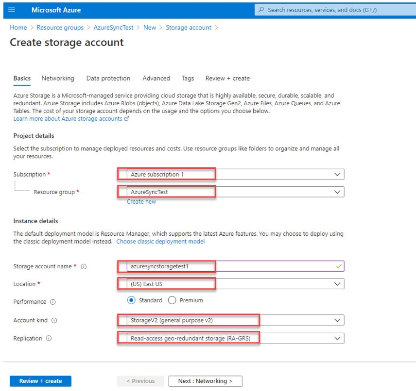 Figure 8 - Create a Storage account
